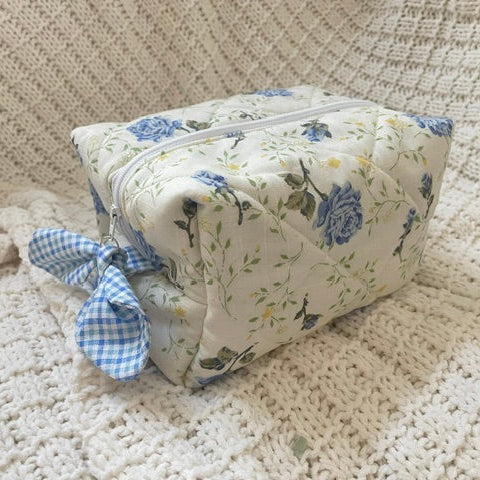 Blue Roses Boxy Makeup Bag/Essential Bags