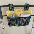 Yellow Mobility Walker Bag with Cat theme pockets