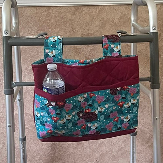 Mobility Walker/Rollator Bag-Burgundy print