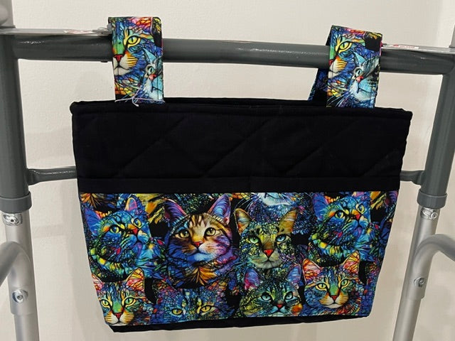 Mobility Walker/Rollator Bag Cats, Black