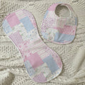 Pink Patchwork Bib and Burp Cloth set