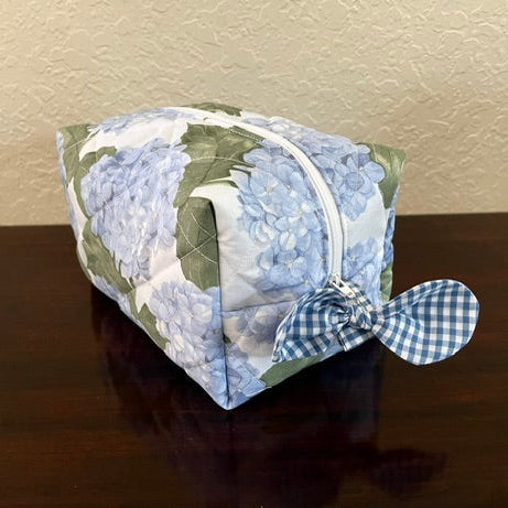 Blue Hydrangea Large Boxy Makeup Bag/Essential Bag