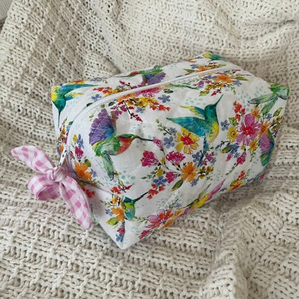 Hummingbirds Boxy Makeup Bag/ Essentials Bag