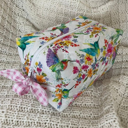 Hummingbirds Boxy Makeup Bag/ Essentials Bag