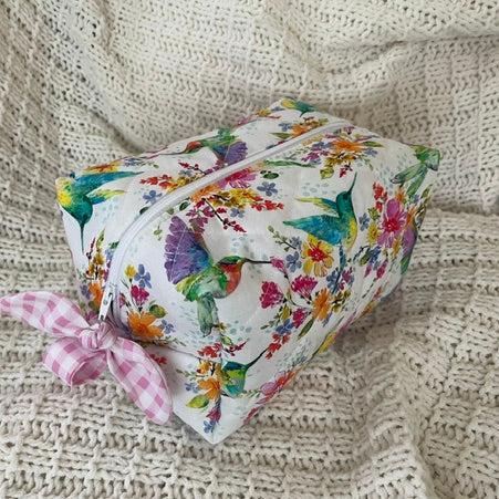 Hummingbirds Boxy Makeup Bag/ Essentials Bag