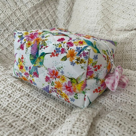 Hummingbirds Boxy Makeup Bag/ Essentials Bag