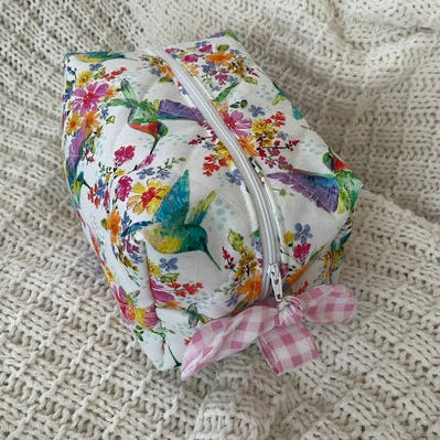 Hummingbirds Boxy Makeup Bag/ Essentials Bag