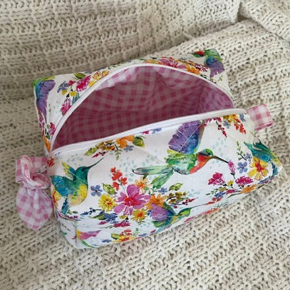 Hummingbirds Boxy Makeup Bag/ Essentials Bag