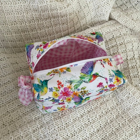 Hummingbirds Boxy Makeup Bag/ Essentials Bag