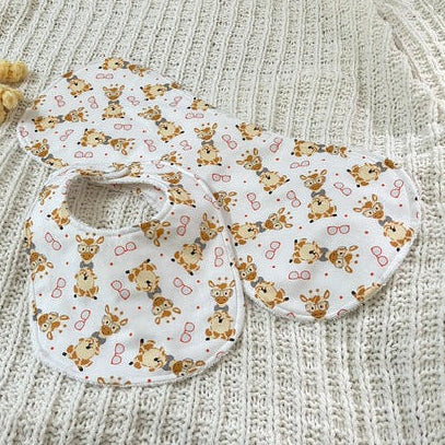 Giraffe in Glasses Bib and Burp cloth set