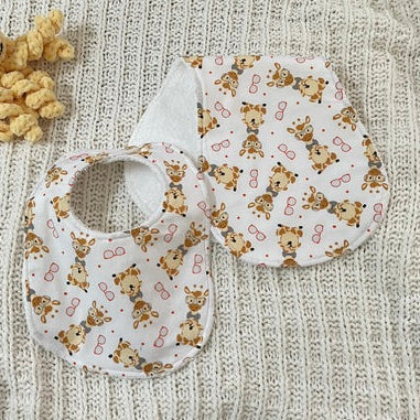 Giraffe in Glasses Bib and Burp cloth set