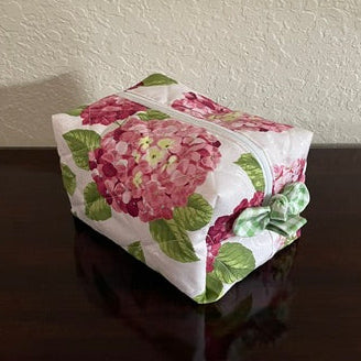 Pink Hydrangeas Boxy Makeup Bag/Essential Bags