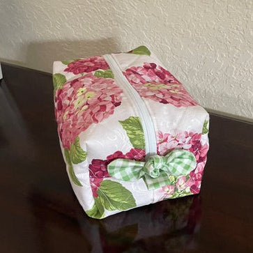 Pink Hydrangeas Boxy Makeup Bag/Essential Bags