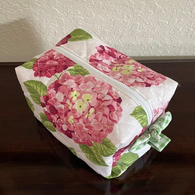 Pink Hydrangeas Boxy Makeup Bag/Essential Bags