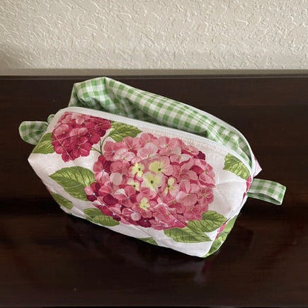 Pink Hydrangeas Boxy Makeup Bag/Essential Bags