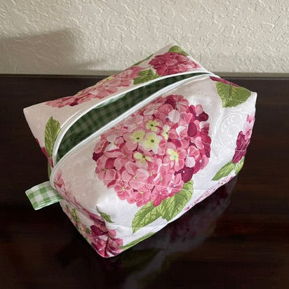 Pink Hydrangeas Boxy Makeup Bag/Essential Bags